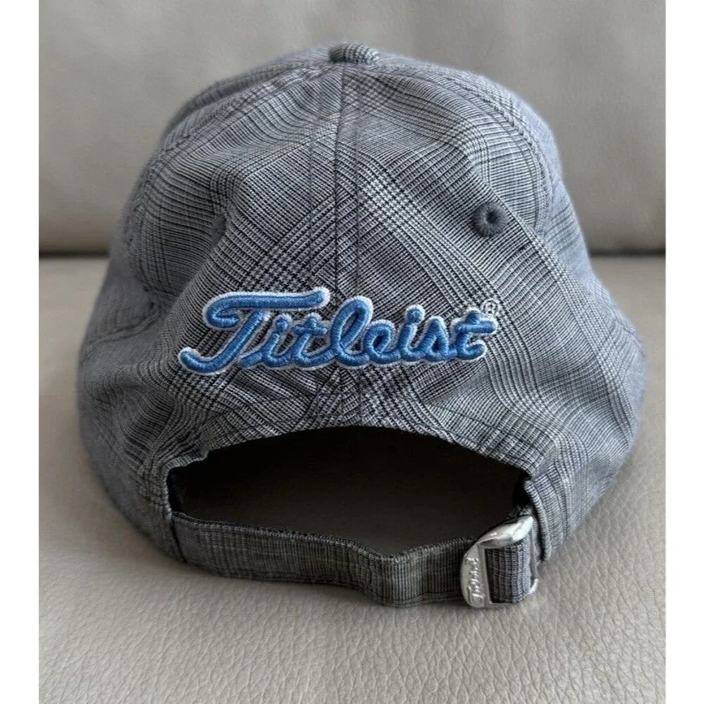 Titleist Golf Hat Glen plaid Embroidered Gray Adjustable Wool Blend EUC